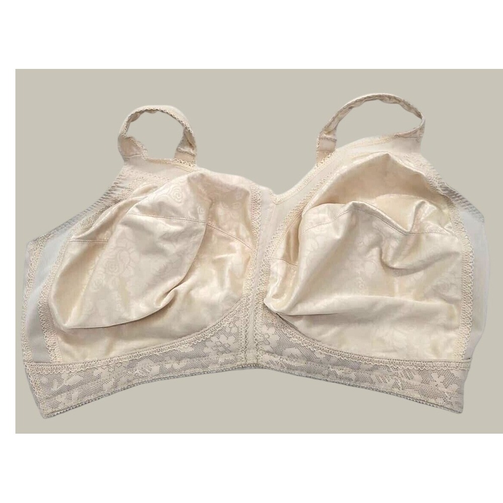 Playtex Wireless Bra 4893 Full Coverage Support Floral Lace Jacquard Beige 44DDD